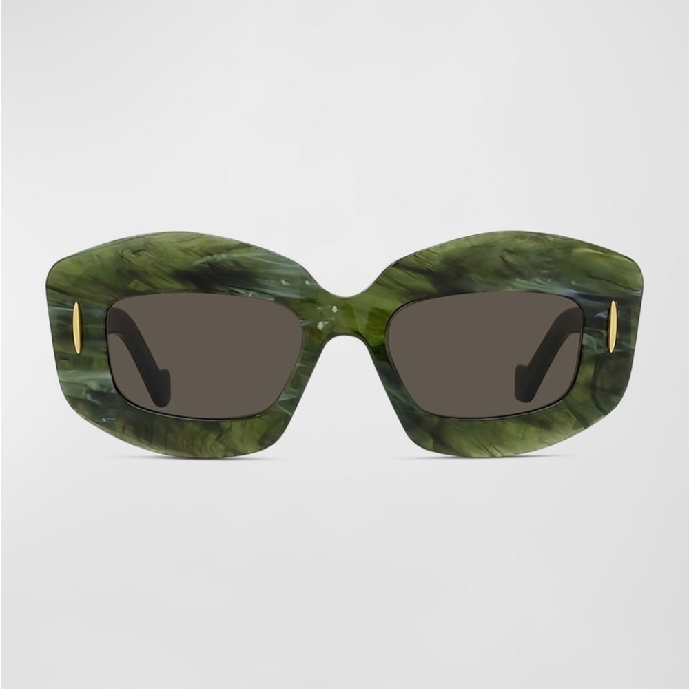 Loewe Emerald Green Acetate Rectangle Sunglasses … - image 3